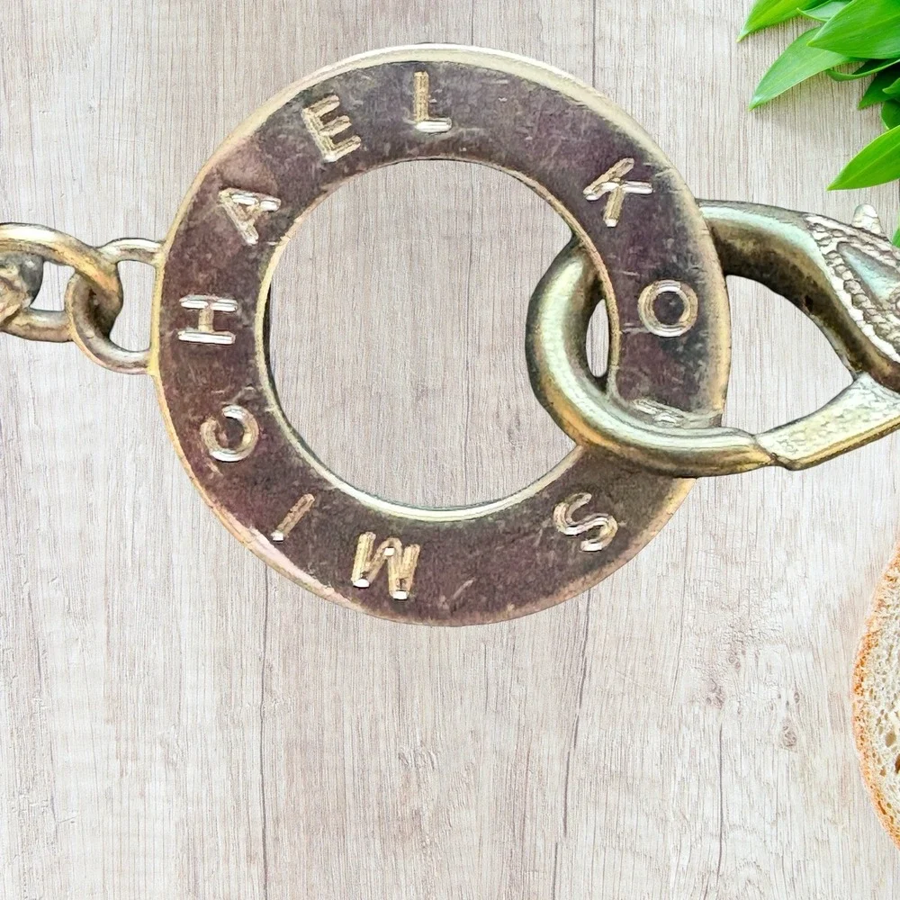 Michael Kors Womens Chain Belt Black‎ Fabric Gold Tone Metal